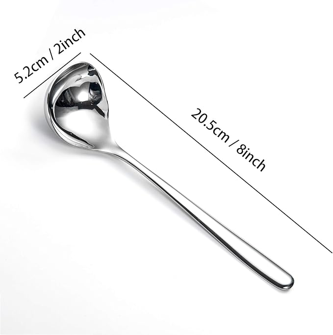 IMEEA 8-Inch Small Stainless Steel Serving Ladle SUS304 Stainless Steel Gravy Ladle Soup Spoon, Set of 2