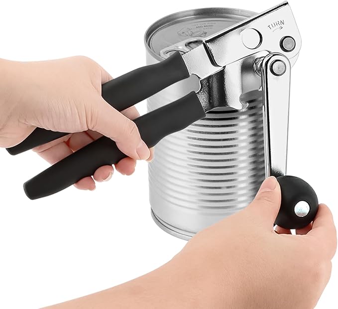 Commercial Can Opener, Crank Can Openers Manual, Heavy Duty Handheld Stainless Steel Cans Opener Bottle Openers with Long 360° Turn Wheel Handle for Seniors Kitchen(SIZE:Non-magnetic)
