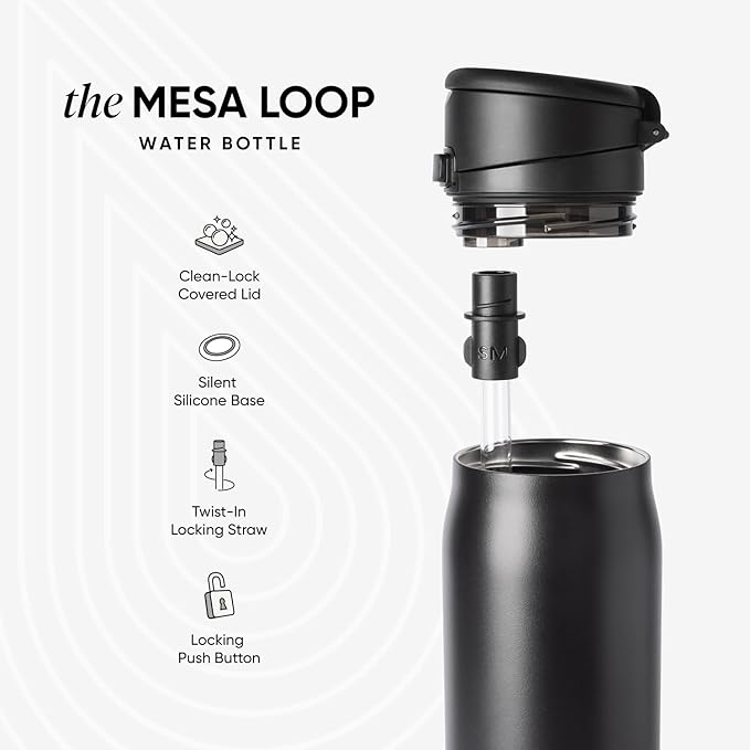 Simple Modern Halloween Mesa Loop Water Bottle with Straw | 24oz Cup Holder Friendly Insulated Stainless Steel Bottles for Travel, Sports and School | Spiderwebs