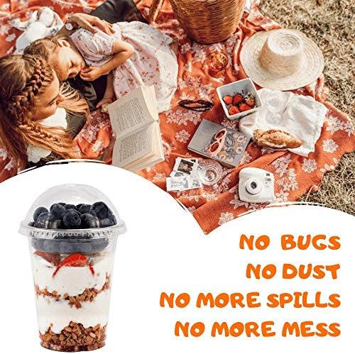 12 oz Clear Plastic Parfait Cups with Insert 3.25oz & Dome Lids No Hole