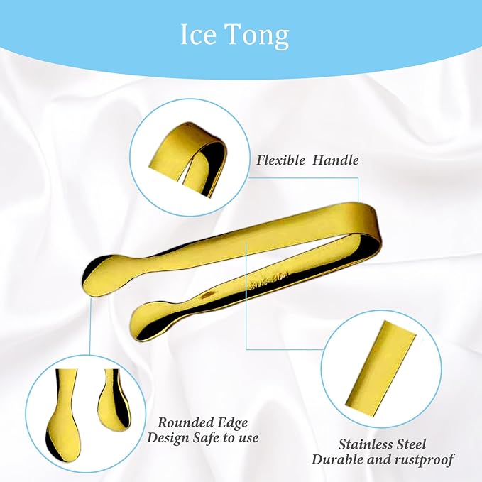 15PCS Mini Tongs for Serving, Metal Tong Stainless Steel Gold Tongs, 4.25Inch Small Sugar Tong, Kitchen Mini Serving Tongs for Appetizers, Ice, Charcuterie, Gold Utensil for Dessert Table, Tea Party