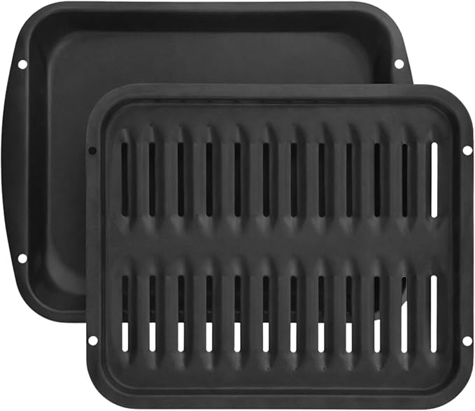 Broiler Pan for Oven Nonstick Ceramic Coated - 16.75” x 12.75” Whirlpool 4396923 Replacement Broiling Pan for Oven With Rack - Broil Ovens High-Temp Safe - Circulates Heat Evenly and Drains Fat