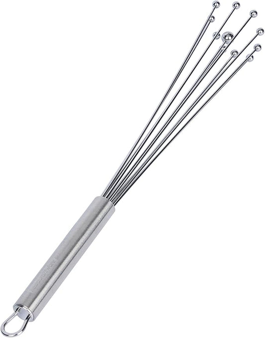 Restaurantware 12.5 in Stainless Steel Ball Whisk - 6 Pack - German Standard Egg Beater with Ergonomic Handle, Dishwasher Safe - Manual Mixer Cooking Whisk for Baking, Stirring, Sauces, Beating