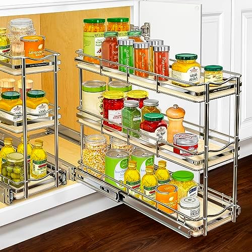 LYNK Élite 3-Tier Spice Rack Organizer Cabinet, Pull Out Spice Rack