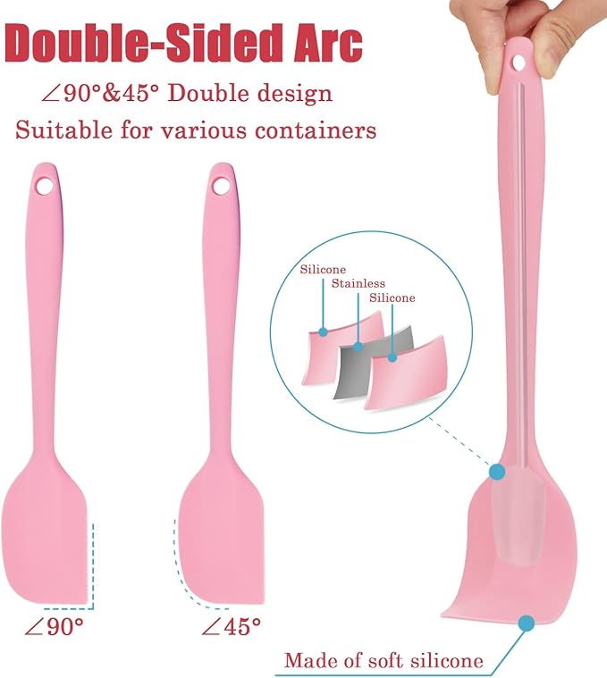 Silicone Spatula Heat Resistant Small Rubber Spatulas Cooking Utensil Set Non-Stick Flexible Rubber Essential Cooking Gadget For Cake/Cream/Pastry/Butter/Batter Mixing/Cooking-(5 Pieces)