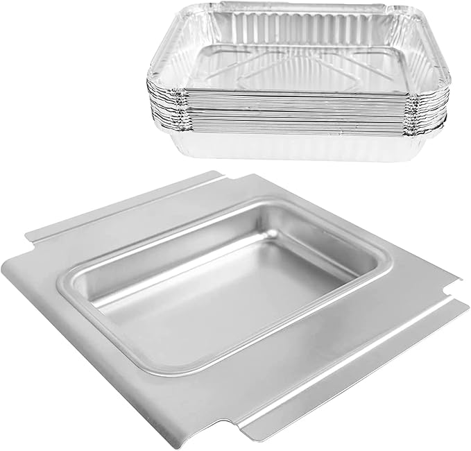 Hisencn 80580 Catch Pan Holder for Weber Q200 and Q300 Series Gas Grill, Drip Tray for Weber Q200 Q300 Q220 Q240 Q2000 Q2200 Q320 Collection Pan with 15 Pack Aluminum Foil Liner Replace Part for 41877