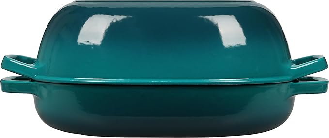 Enameled Cast Iron Oval Dutch Oven Pot with Lid, Dutch Oven for Sourdough Bread Baking, Bread Oven, Bread Dutch Oven, Oval Bread Pan, 7qt, Darkcyan
