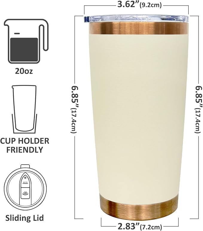 20 oz Tumbler Bulk 8 Pack Stainless Steel Tumbler with Lid and Straw, Double Wall Vacuum Insulated Travel Coffee Mug for Laser Engrave, Powder Coated Cup for Hot and Cold Drinks (Cream,8 pack)