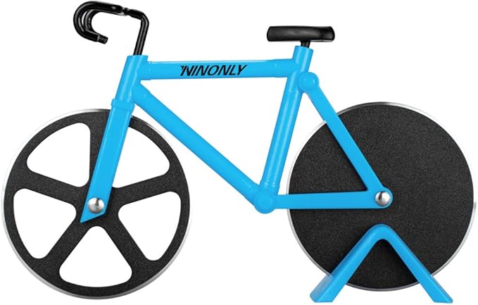 Ninonly Bicycle Pizza Cutter,Non-stick Bike Pizza Slicer, Dual Stainless Steel Cutting Wheels best for Pizza Lovers,Holiday Vacation Funny White Elephant Gifts Exchange Kitchen Gadget Cool Men's Gift