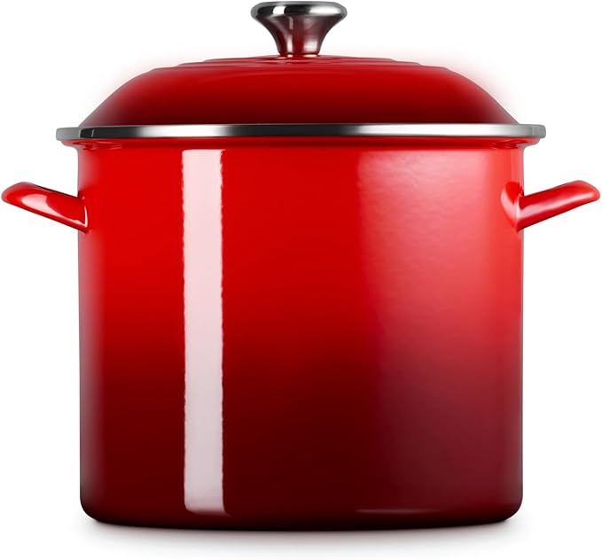 Le Creuset Enamel on Steel Traditional Stockpot, 12 qt., Cerise with Stainless Steel Knob