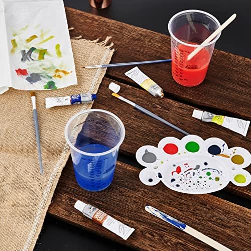 200 PACK 10 oz Plastic Measuring Cups, with 200 Wooden Mixing Sticks