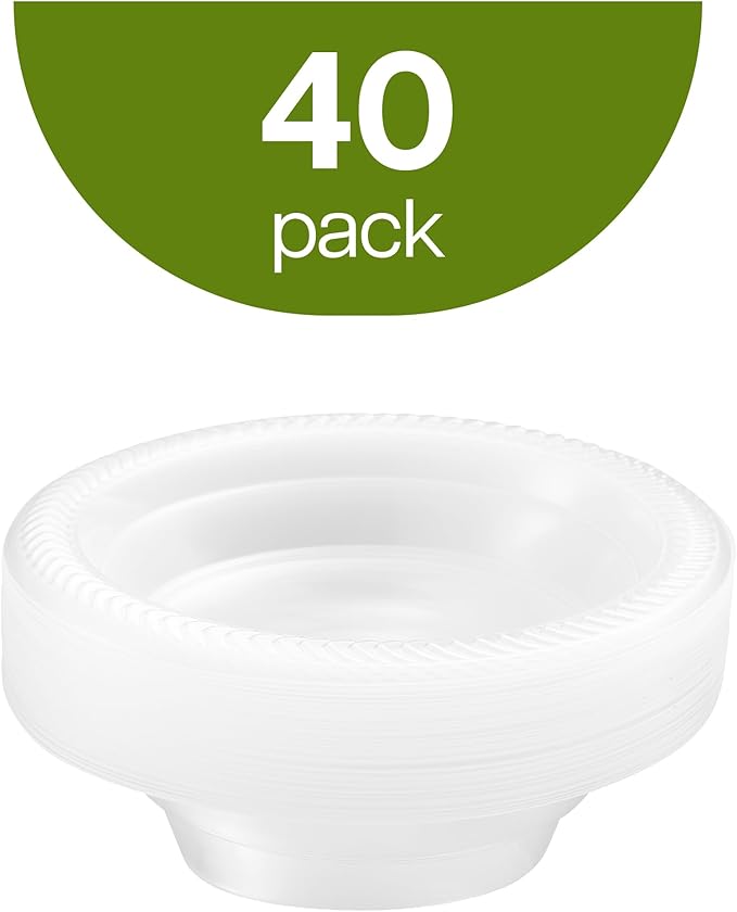 PLASTICPRO 40 Pack Clear Plastic Soup Bowls 12 oz Bulk Pack Durable Disposable Plastic Bowls for Parties Events BBQ