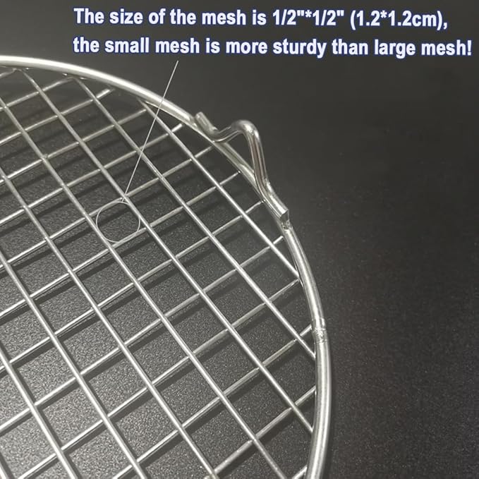 Cooking Rack with Legs 304 Stainless Steel Dia 8.25" Heavyweight Straight Wire Steaming Cooling Barbecue Rack/Carbon Baking Net/Grill/Pan Grate (210mm/8.25")