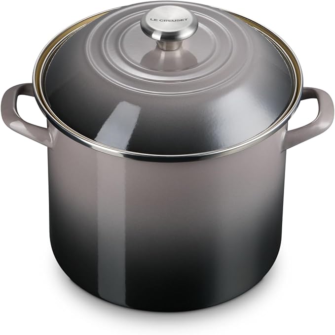 Le Creuset Enamel on Steel Traditional Stockpot, 10 qt., Oyster with Stainless Steel Knob