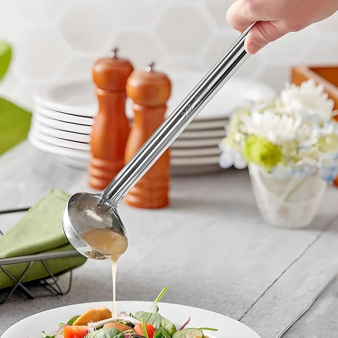 OCS Parts Set of 3 Stainless Steel Culinary Ladles | One-Piece Dishwasher Safe Home, Restaurant, Buffet and Catering Serving Ladle for Sauces, Soup, Gravy, and Salad Dressing (2-6 - 12 Ounce)
