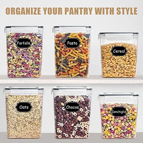 Wildone Flour Storage Containers 5.2L, 4 PCS Food Storage Containers, Black