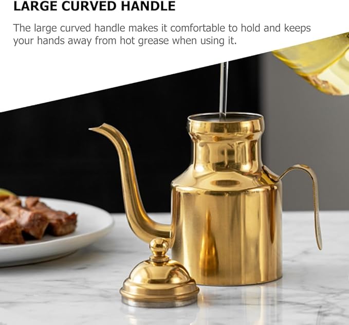 Stainless Steel Oil Bottle, 18oz Olive Oil Dispenser with Drip Free Spout, Kitchen Sauce Container (500 ml)
