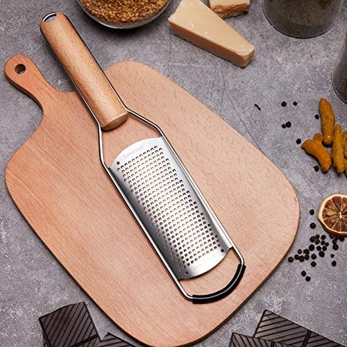 Tomorotec Stainless Steel Cheese Grater w/Wood Handle for Parmesan Cheese