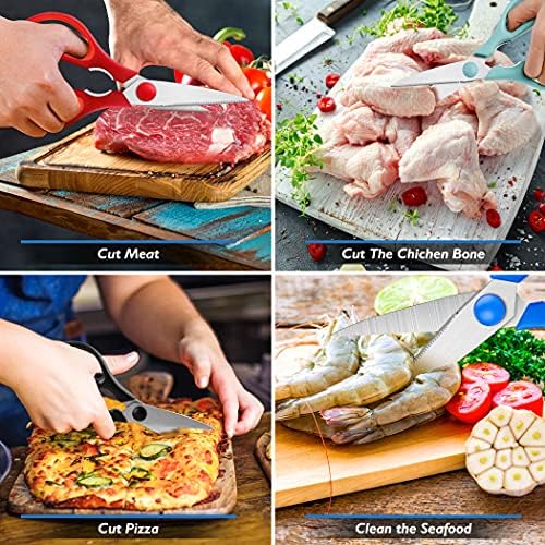 Kitchen Shears - Heavy Duty Cooking Scissors, Dishwasher Safe, Stainless Steel, Sharp Utility Shears for Poultry, Turkey, Chicken, BBQ