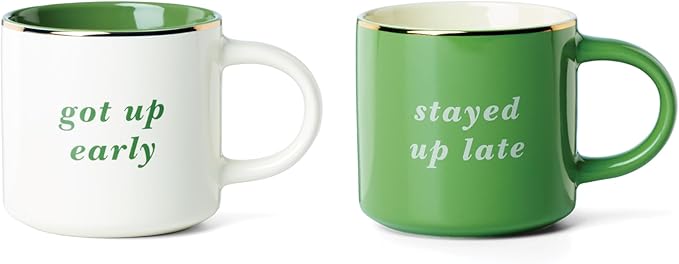 kate spade new york Got Up Early & Stayed Up Late, Mugs, Set of 2, Green