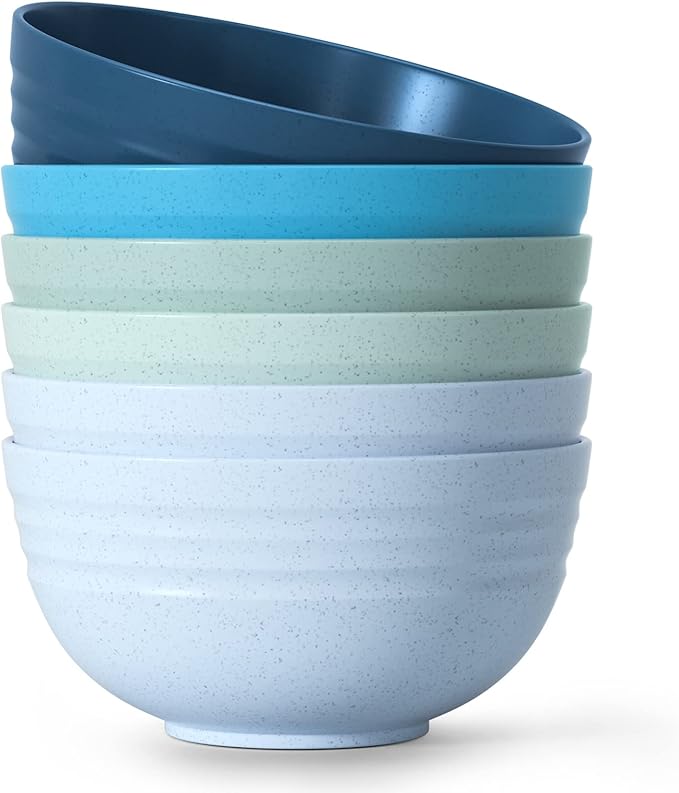 【6 Pcs】Unbreakable Mixing Bowls Unbreakable Salad Bowls, 68 Ounces Microwave and Dishwasher Safe BPA-Free Serving Bowls for Cereal,Salad,Soup,Ramen,Noodle,Oatmeal,Snack Apply to Kitchen,Freezer