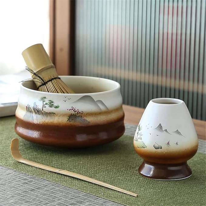 Matcha Tea Whisk Holder Ceramic Holder for Bamboo Matcha Chasen fit for Matcha Chasen Tea Set Accessories (Mountain)