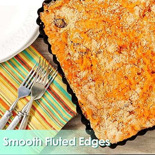 Rectangular Pie Pan Nonstick Tart Pan With Removable Bottom Heavy Duty Carbon Steel Fluted Quiche Pan Tart Mold for Baking Mousse Cakes Dessert,12.2 x 1.2-Inch