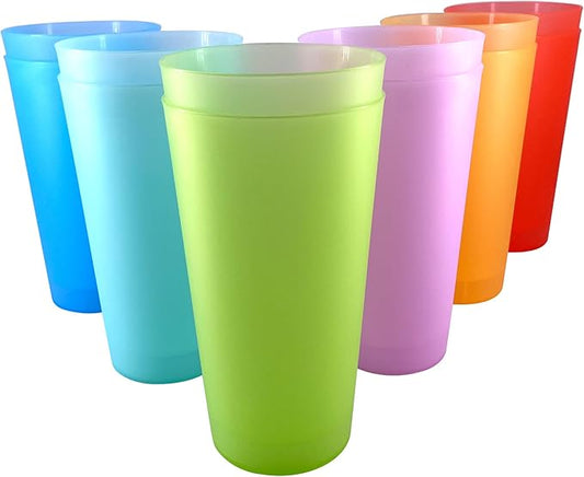 32-ounce Unbreakable Plastic Tumblers - Lightweight Large Drinking Cups set of 12, Reusable BPA-free Dishwasher Safe | Stackable