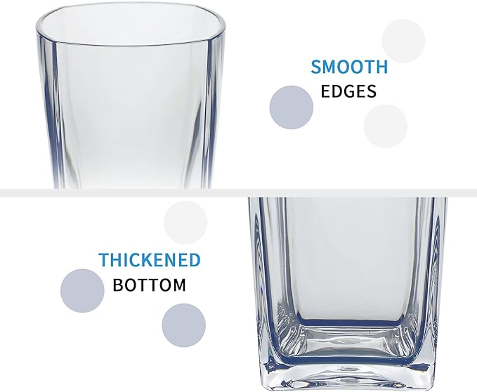 Top-spring 20-Ounce Reusable Plastic Water Tumbler, Clear Shatterproof Drinking Glasses, BPA Free, Set of 6 (20 Oz, Clear)