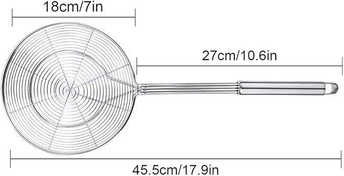 Spider Strainer Skimmer, Swify Stainless Steel Asian Strainer Ladle Frying Spoon with Handle for Kitchen Deep Fryer, Pasta, Spaghetti, Noodle, 7 Inch