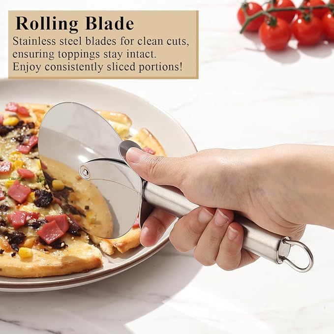 Berglander Pizza Wheel, Titanium Plating Stainless Steel Pizza Cutter, Super Sharp Pizza Slicer With Titanium Plating, Pastry Cutter, Easy to Clean And Stored