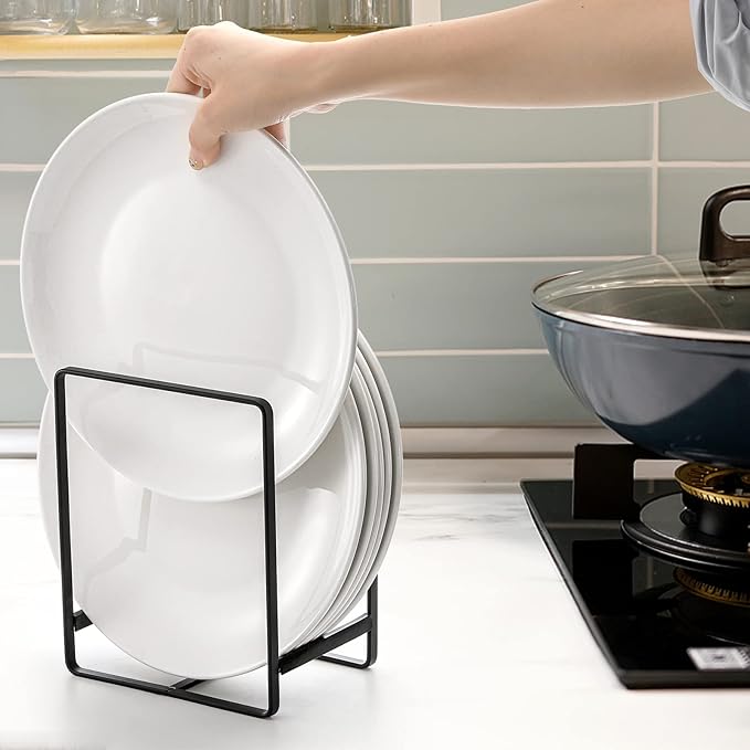 ZOOFOX 3 Pieces Metal Dish Organizer, Plate Organizer for Cabinet, Kitchen Storage Cabinet Organizer for Plates, Pots and Pans (2 Sizes)