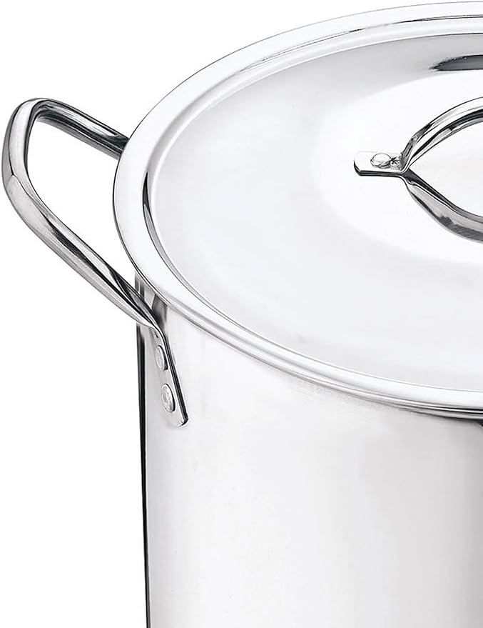 8-Qt Stainless Steel Stock Pot with Metal Lid, Ultra Durable, Stay-Cool Handles, Hand Wash Only