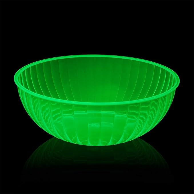Party Essentials Hard Plastic 192 OZ./6 QT/1.5 Gallon Large Serving Bowls For Punch/Salad/Snack/Treat/Fruit, 3-Count, Neon Green