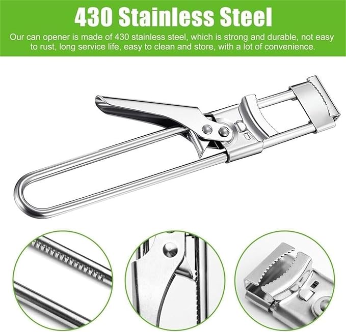 Adjustable Stainless Steel Jar Opener, Jar Opener for Weak Hands, Jar, Bottle, Can Lid Openers, Adjustable Multifunctional Stainless Steel Can Opener (Small+Large)