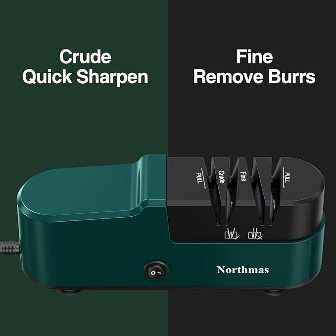 Knife Sharpener, Professional Electric Knife Sharpener for Home Use, 2 Stages for Quick Sharpening & Polishing, 100V-240V Global Voltage Design, Green