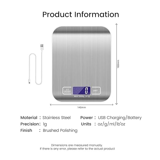 Type-C Fast Charging Rechargeable Shipping Scale, Digital Kitchen Scale,Food Scale Weight Grams and Ounces for Baking Cooking and Meal Prep, 22lb/10kg