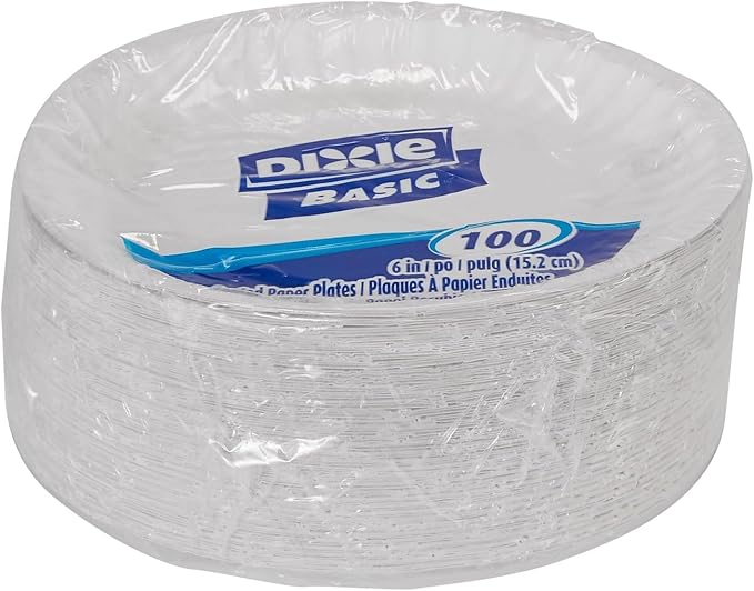 Dixie Basic 6" Light-Weight Paper Plates by GP PRO (Georgia-Pacific), White, DBP06W, 1,200 Count (100 Plates Per Pack, 12 Packs Per Case)