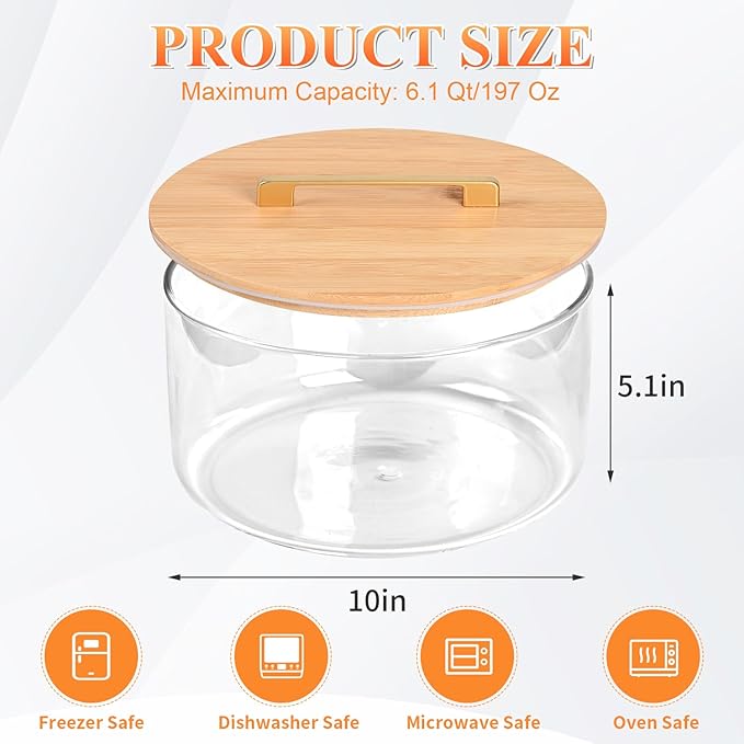 Large Salad Bowl, 10 inch Trifle Bowl with Sealed Lid, Versatile Mixing and Serving Bowl for Laying Ice Cream, Cake, Salad, Fruit, Baking, Dessert and Party Diy, Microwave Safe