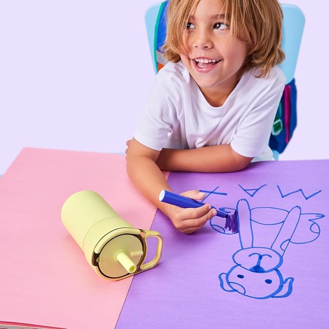 BrüMate Leap 12oz 100% Leakproof Kids Tumbler with Handle and Silicone Soft Straw | Drop Resistant Silicone Sleeve | For Kids 4+ | Insulated Stainless Steel | Cup Holder Friendly | 12oz (Zebra)