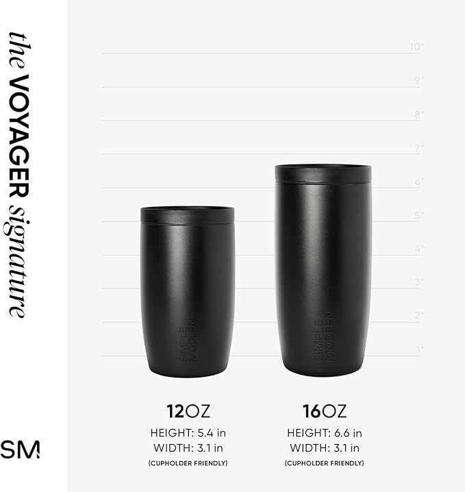 Simple Modern Travel Coffee Mug Tumbler with 360° Lid | Ceramic-Lined Insulated Stainless Steel Cold Brew Iced Coffee Cup | Gifts for Women Men Her Him | Voyager Signature | 12oz | Slumberland