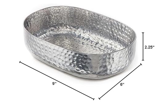 American Metalcraft ABHS69 Hammered Aluminum Entrée Basket, Oval, Silver, 48-Ounces
