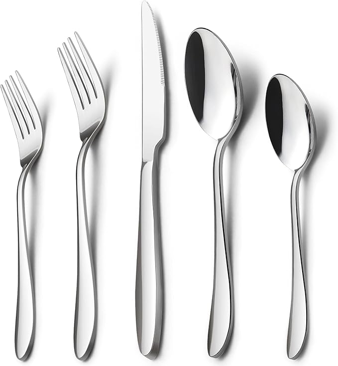 HaWare 20-Piece Silverware Set for 4, Stainless Steel Flatware Cutlery Set for Home Kitchen Restaurant Hotel, Modern Ergonomic Design, Mirror Polished, Dishwasher Safe