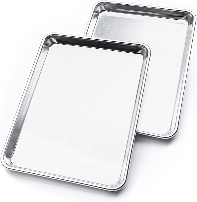 KITCHENATICS Aluminum Half Sheet Size Baking Pans, Nonstick Cookie Sheets for Baking, Oven Safe Baking Sheet Pans, Heavy Duty 1/2 Commercial Baking Sheets for Oven - 13.1" x 17.9" IN, Set of 2