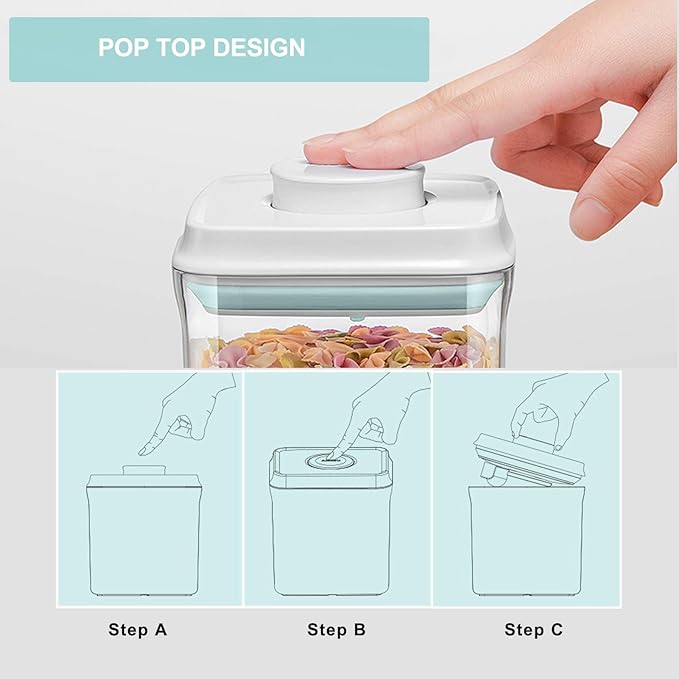 Airtight Food Storage Container Pop Containers With Lids, Bpa Free for Spaghetti Cereal Flour Rice Kitchen Organizer (rectangle 2050ml / 2.05qt)
