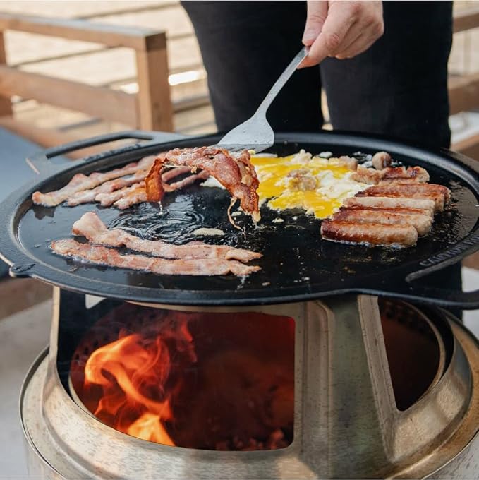 Solo Stove Ranger Cast Iron Griddle Top, Cookware for Ranger fire pit, Fireplace accessory, Cooking surface: 14.25", Weight: 12.5 lbs
