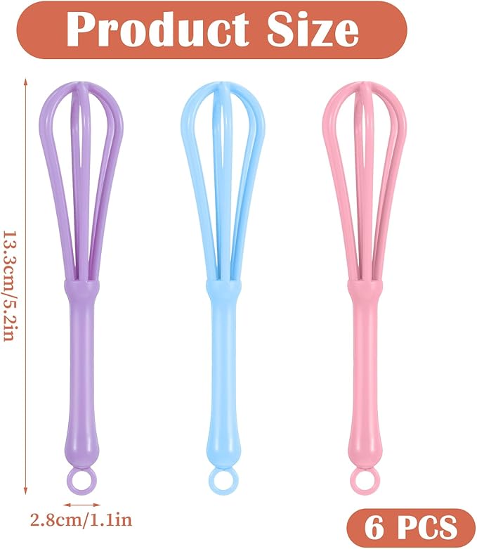 6pcs Hair Color Whisk,Hair Dye Whisk, Whisks for Hairs Color, Used in Hairs Salons, Barber Shops,Dye Cream Whisks, Used for Mixing, Beating, Stirring, 3 Colors