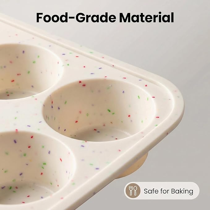 Silicone Muffin Pan for Baking with Metal Reinforced Frame - 12 Cup Regular Size Cupcake Pan, Silicone Muffin Tray, Nonstick Cupcake Baking Pan Molds for Baking Homemade Muffins