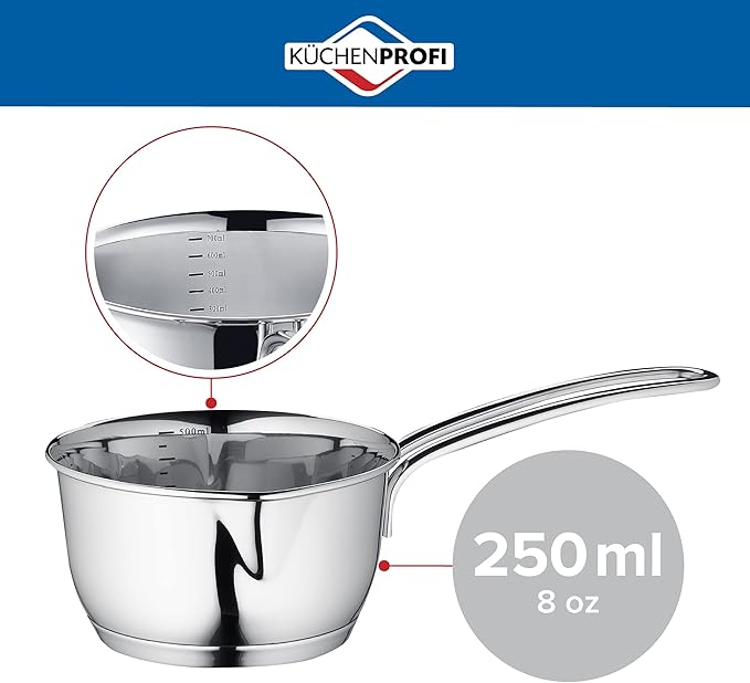 Küchenprofi Stainless Steel Saucepan with Clad Bottom, 8-Ounce,Silver