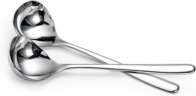 IMEEA 8-Inch Small Stainless Steel Serving Ladle SUS304 Stainless Steel Gravy Ladle Soup Spoon, Set of 2